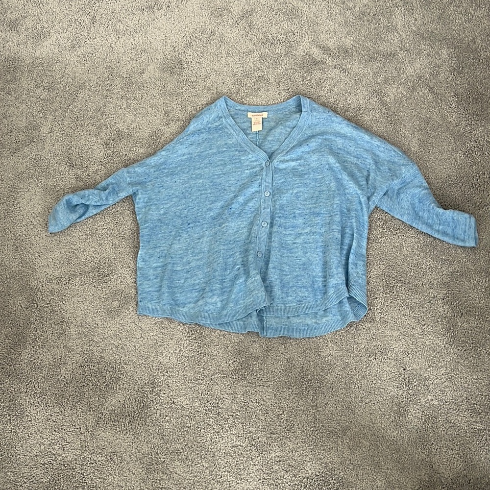 3/4 sleeve linen sweater from Sundance catalog